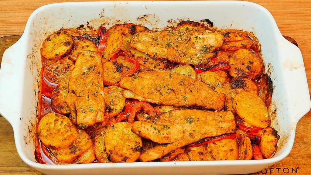 Fisch im backofen mit kartoffeln und Gemüse. Ein sehr Gutes Rezept #007