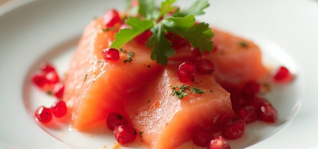 salmon ceviche with pomegranate