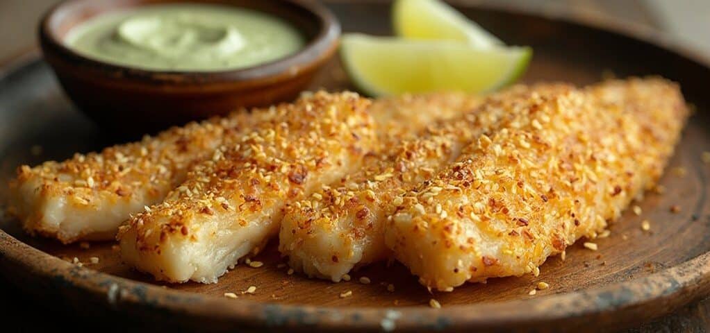 sesame crusted perch fillets