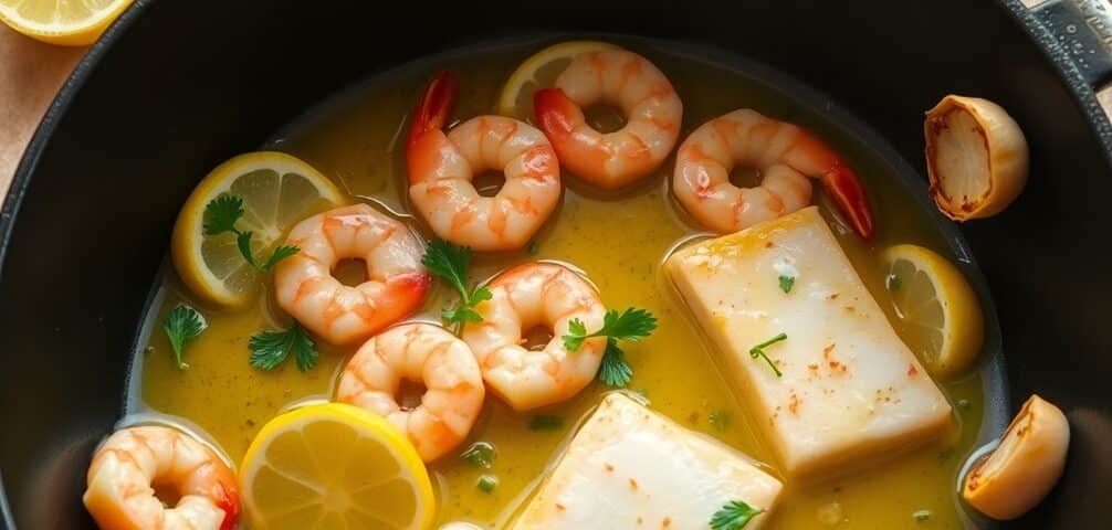 garlic butter shrimp skillet