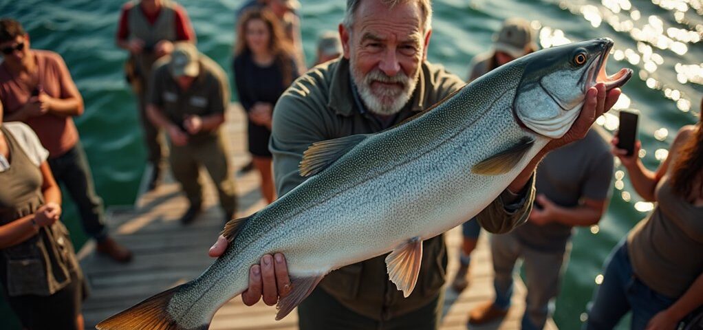 Angler landet riesigen arktischen Saibling