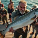 Angler landet riesigen arktischen Saibling