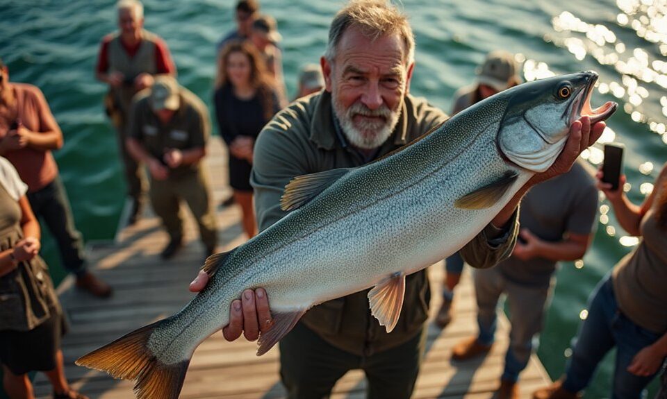 Angler landet riesigen arktischen Saibling